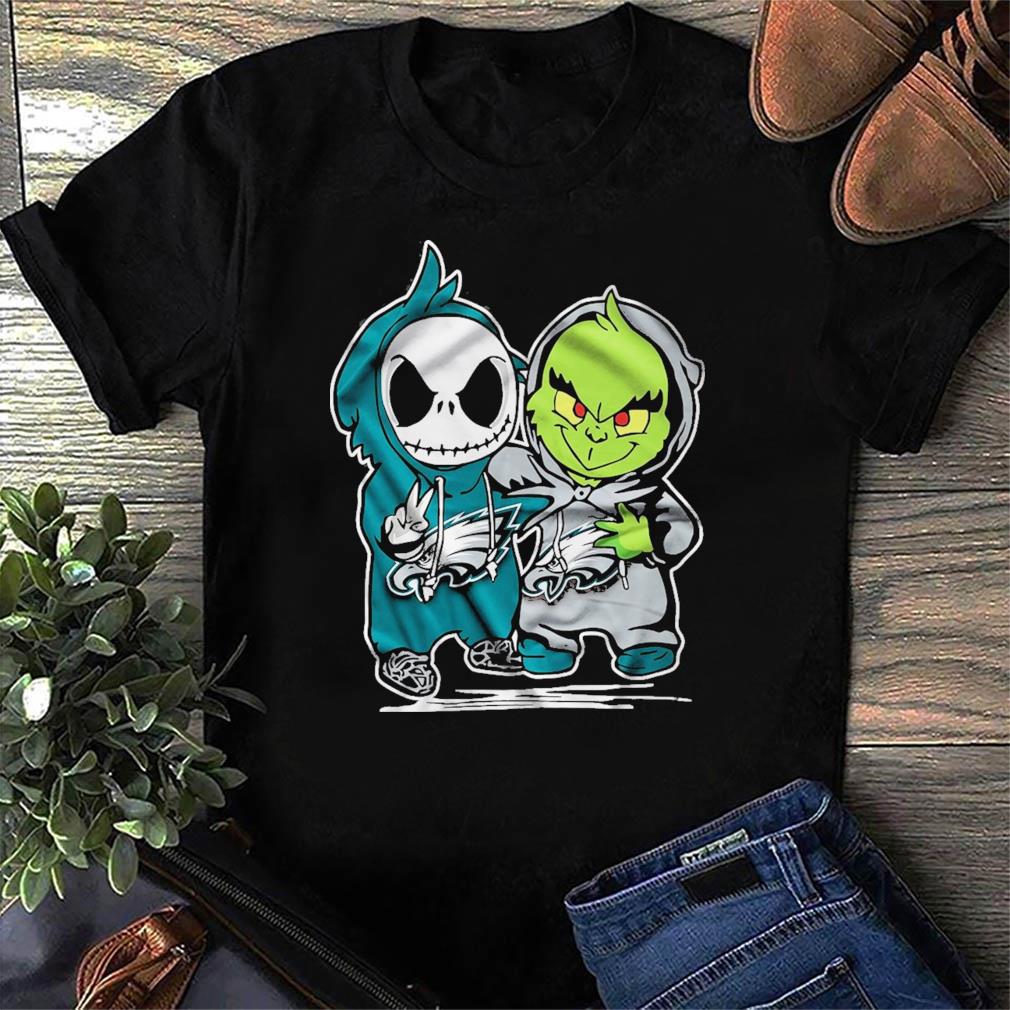 Baby Jack Skellington and Baby Grinch Philadelphia Eagles shirt