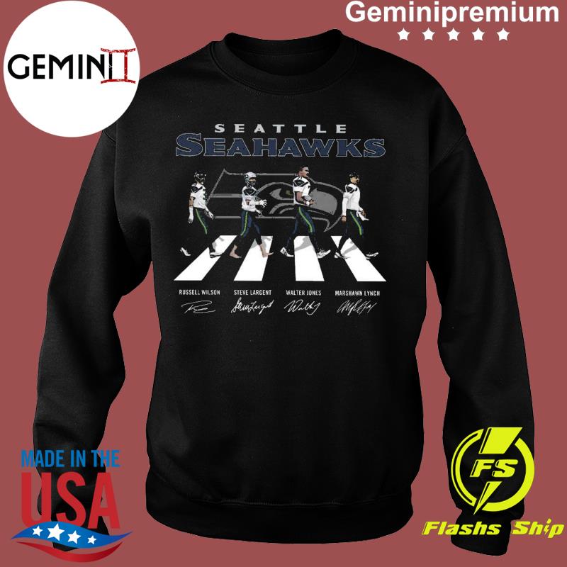 The Seattle Seahawks Russell Wilson Steve Largent Walter Jones Marshawn  Lynch Abbey Road Signatures Shirt, hoodie, sweater, long sleeve and tank top