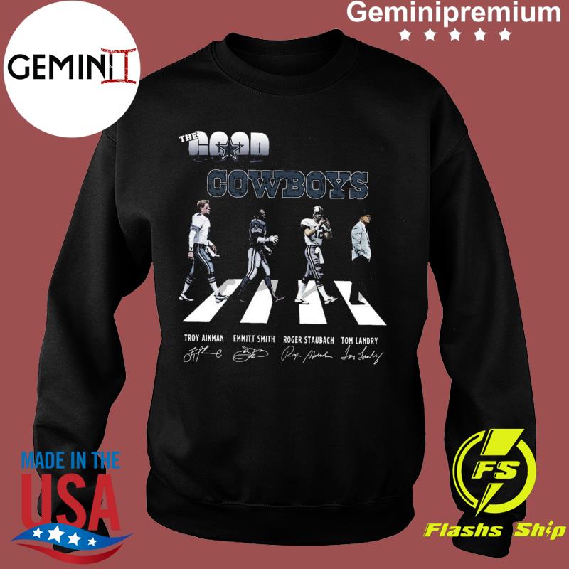 Buy Dallas Cowboys Football NFL Troy Aikman Emmitt Smith Roger Staubach Tom  Laudry Abbey Road Signed Shirt For Free Shipping CUSTOM XMAS PRODUCT COMPANY