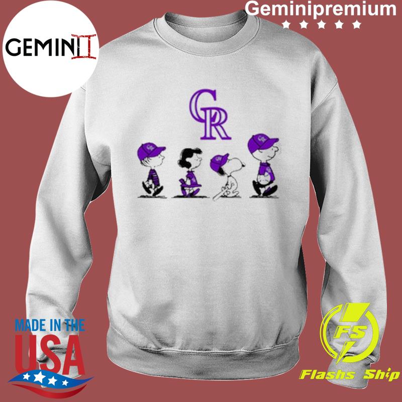 Peanuts Charlie Brown And Snoopy Playing Baseball Colorado Rockies shirt,sweater,  hoodie, sweater, long sleeve and tank top