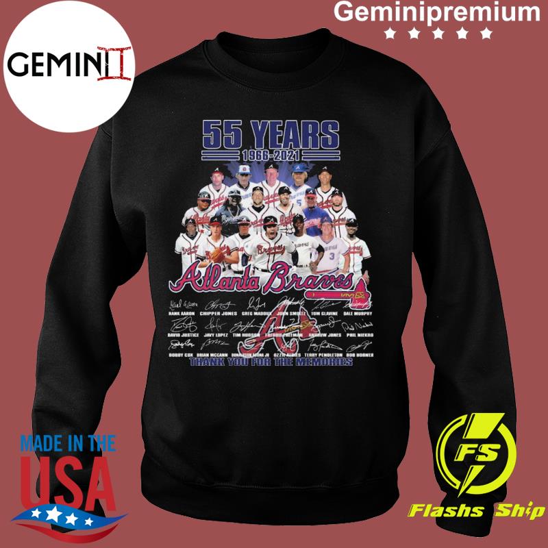 The atlanta braves baseball team 150th anniversary 1871 2021 thank you for  the memories signatures shirt, hoodie, sweater, long sleeve and tank top
