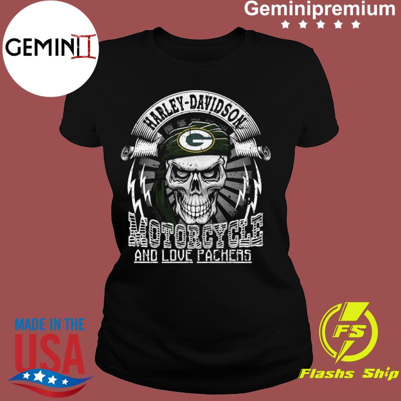 Harley Davidson Motorcycle and love Green Bay Packers skull shirt - Teefefe  Premium ™ LLC