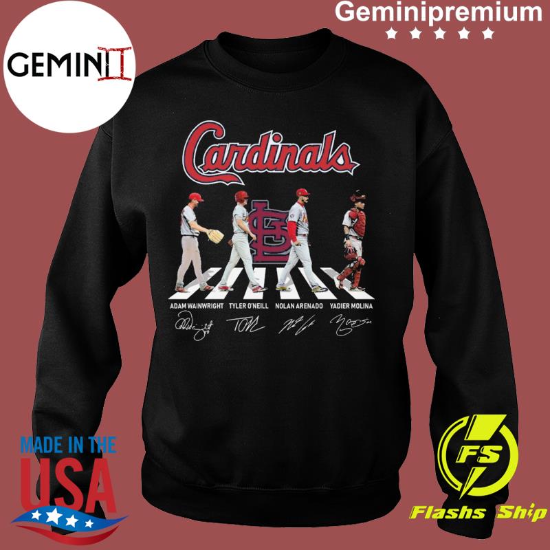 The Cardinals Adam Wainwright Tyler Oneill Nolan Arenado And Yadier Molina  Abbey Road Halloween Signatures Shirt - Limotees
