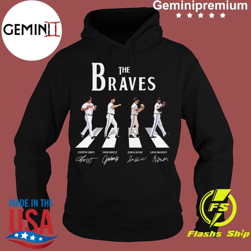 The Brave Chipper Jones, Tom Glavine, John Smoltz and Greg Maddux abbey  road signatures shirt, hoodie, sweater, long sleeve and tank top
