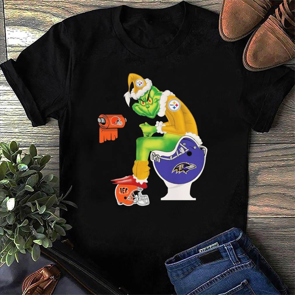 Grinch Pittsburgh Steelers Shit On Toilet Cleveland Browns And Other Teams  Christmas Shirt