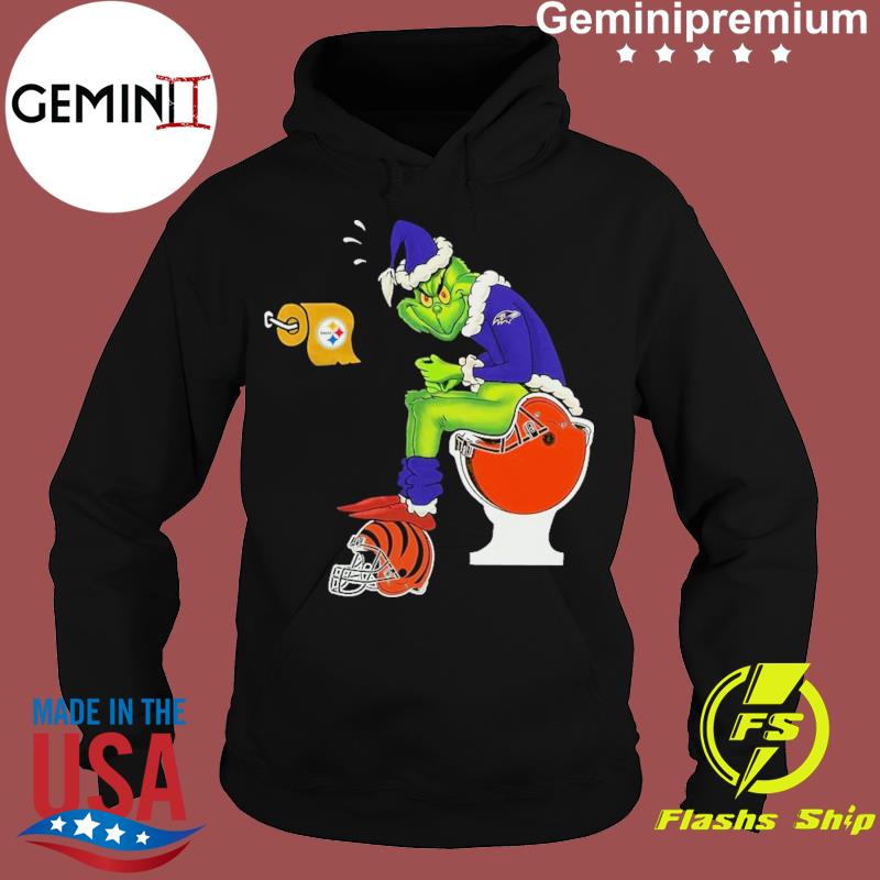 Baltimore Ravens Grinch Shitting On Toilet Cleveland Browns And Other Teams  Christmas Sweatshirt, hoodie, sweater, ladies v-neck and tank top