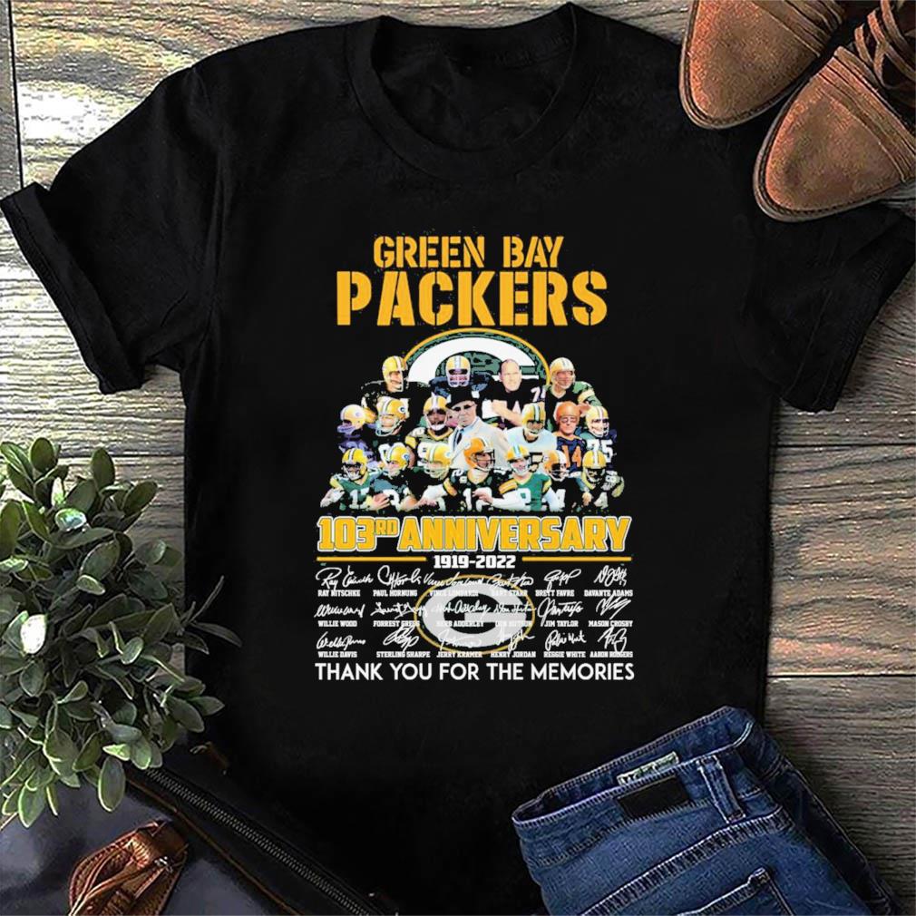 Official green bay packers 103rd anniversary 1919 2022 thank you for the  memories shirt, hoodie, sweater, long sleeve and tank top