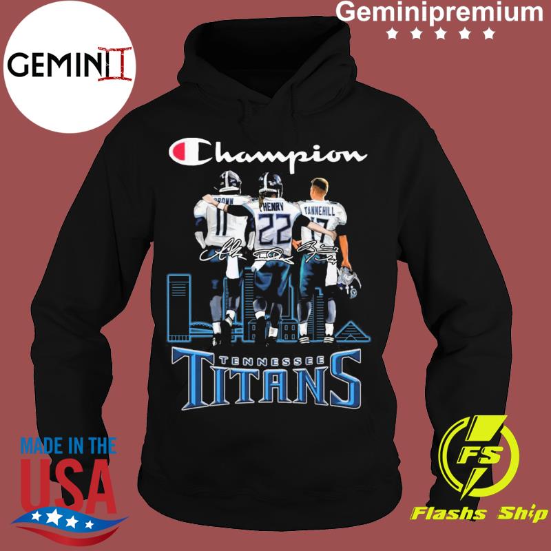 Champions A. J. Brown Derrick Henry and Ryan Tannehill Tennessee Titans  signatures shirt, hoodie, sweater, long sleeve and tank top