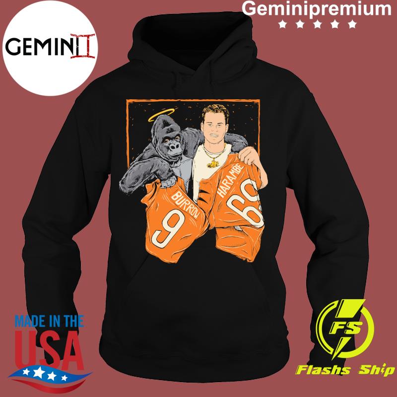 Cincinnati Bengals Jersey swap Burrow and Harambe shirt, hoodie