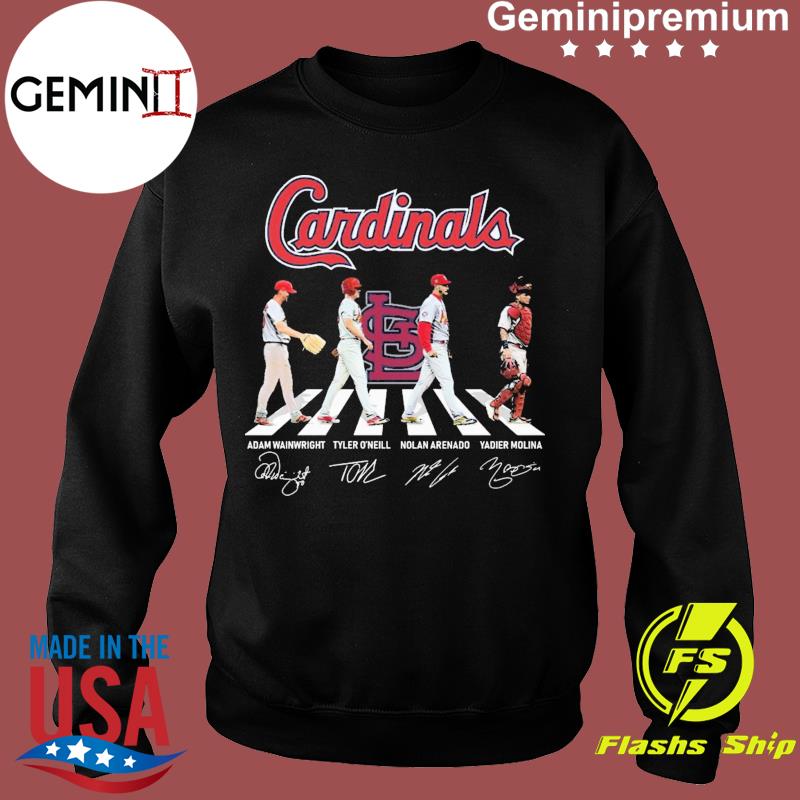 Official The Cardinals Adam Wainwright Tyler O'neill Nolan Arenado And  Yadier Molina Abbey Road Signatures Shirt, hoodie, sweater, long sleeve and  tank top