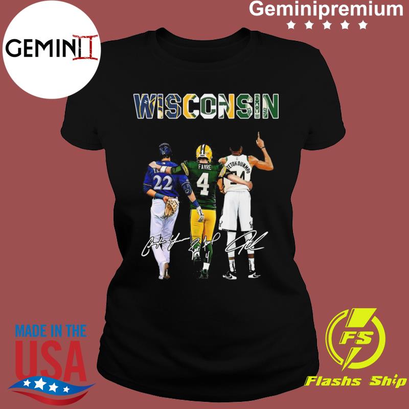 The Wisconsin Christian Yelich Brett Favre And Giannis Antetokounmpo  Signatures T-Shirt, hoodie, sweater, long sleeve and tank top