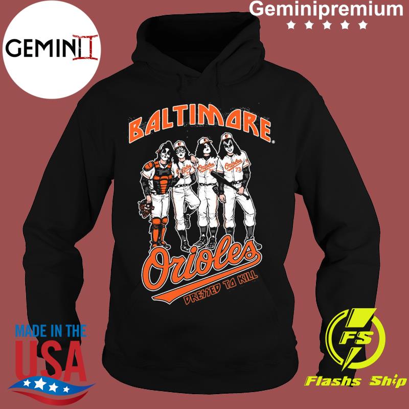 Baltimore Orioles Baseball & Kiss Dressed To Kill Black T