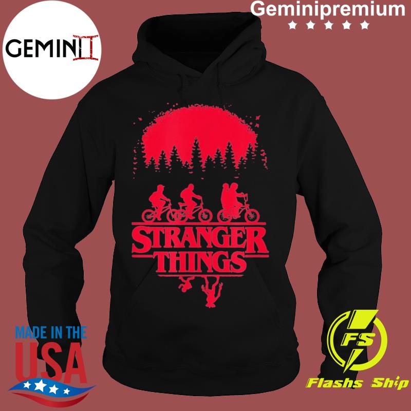 Stranger Things Group Shot Bike Ride Upside Down Silhouette T