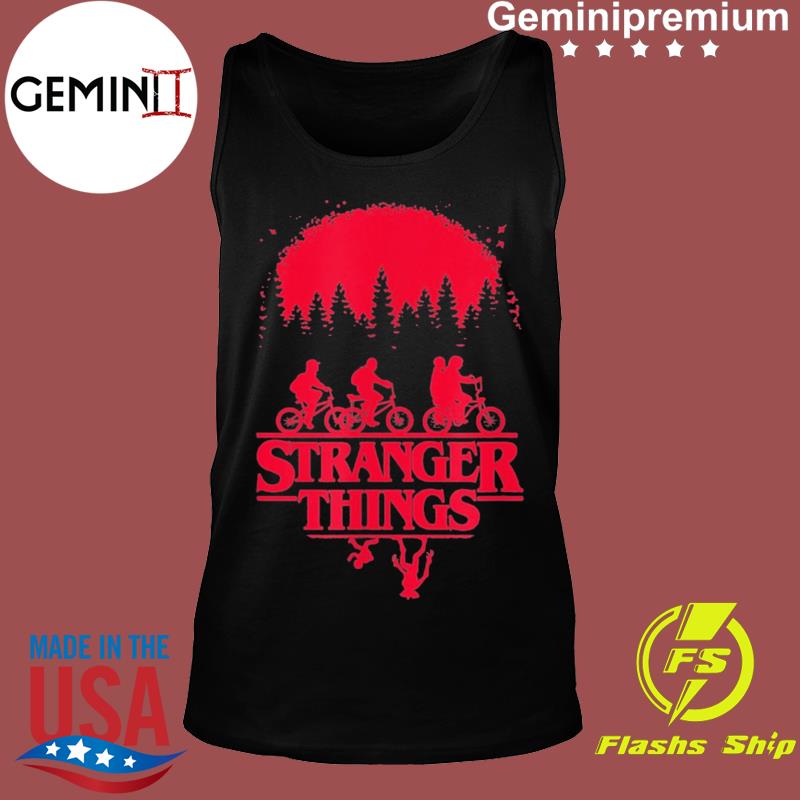 Stranger Things Group Shot Bike Ride Upside Down Silhouette T