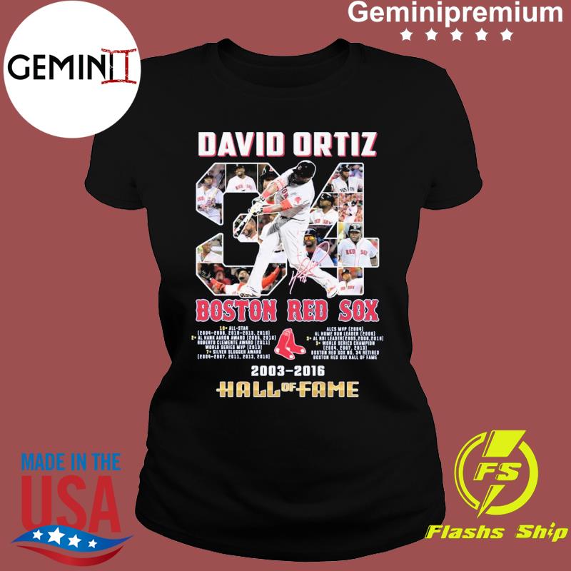 Official Big papI david ortiz Boston red baseball 20132016 hall of fame  signatures T-shirt, hoodie, sweater, long sleeve and tank top