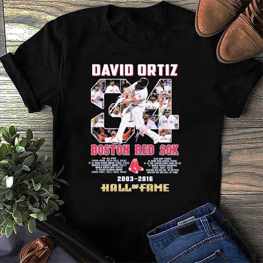 Official Big papI david ortiz Boston red baseball 20132016 hall of fame  signatures T-shirt, hoodie, sweater, long sleeve and tank top