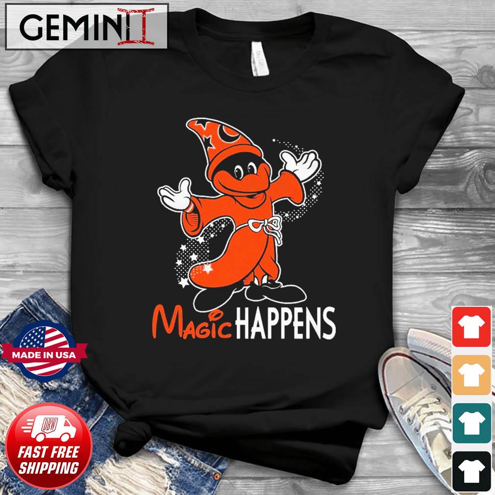 Magic Happens Baltimore Orioles mascot shirt, hoodie, sweater