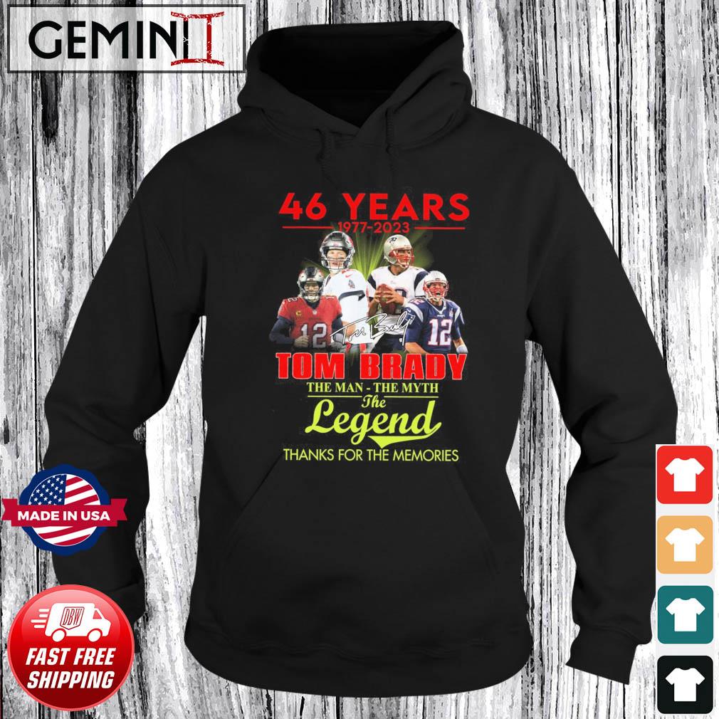 45 years 1977 2023 Tom Brady the man the myth the legend signature thanks  for the memories shirt - Dalatshirt