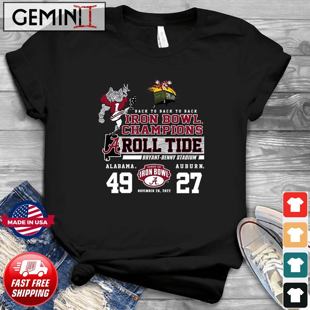 Alabama Crimson Tide Back To Back To Back Iron Bowl Champions Shirt