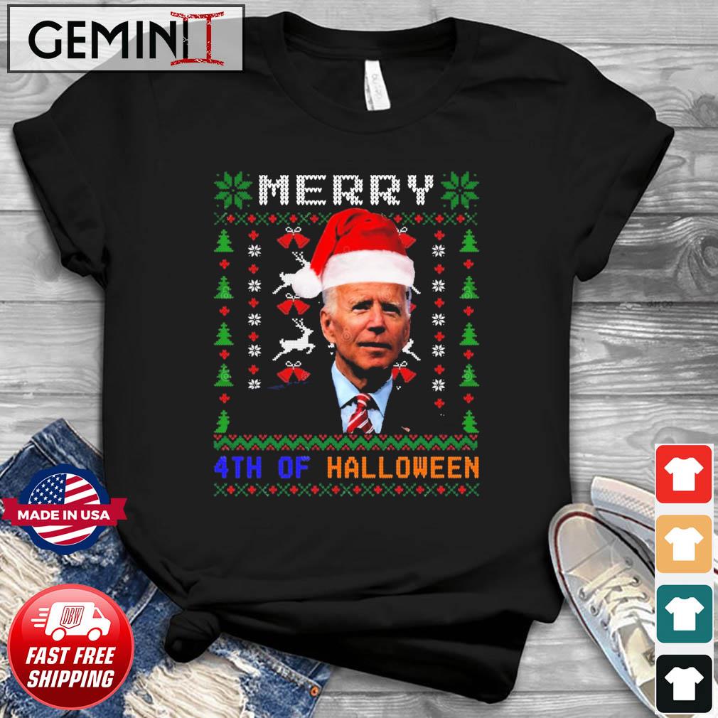 Merry 4th Of Halloween Funny Biden Ugly Christmas Sweater T-Shirt