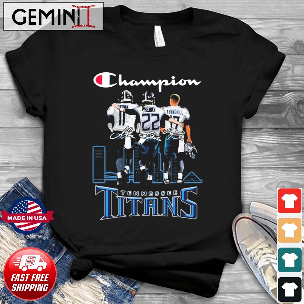 Tennessee Titans City Champion A. J. Brown Derrick Henry And Ryan Tannehill Signatures Shirt