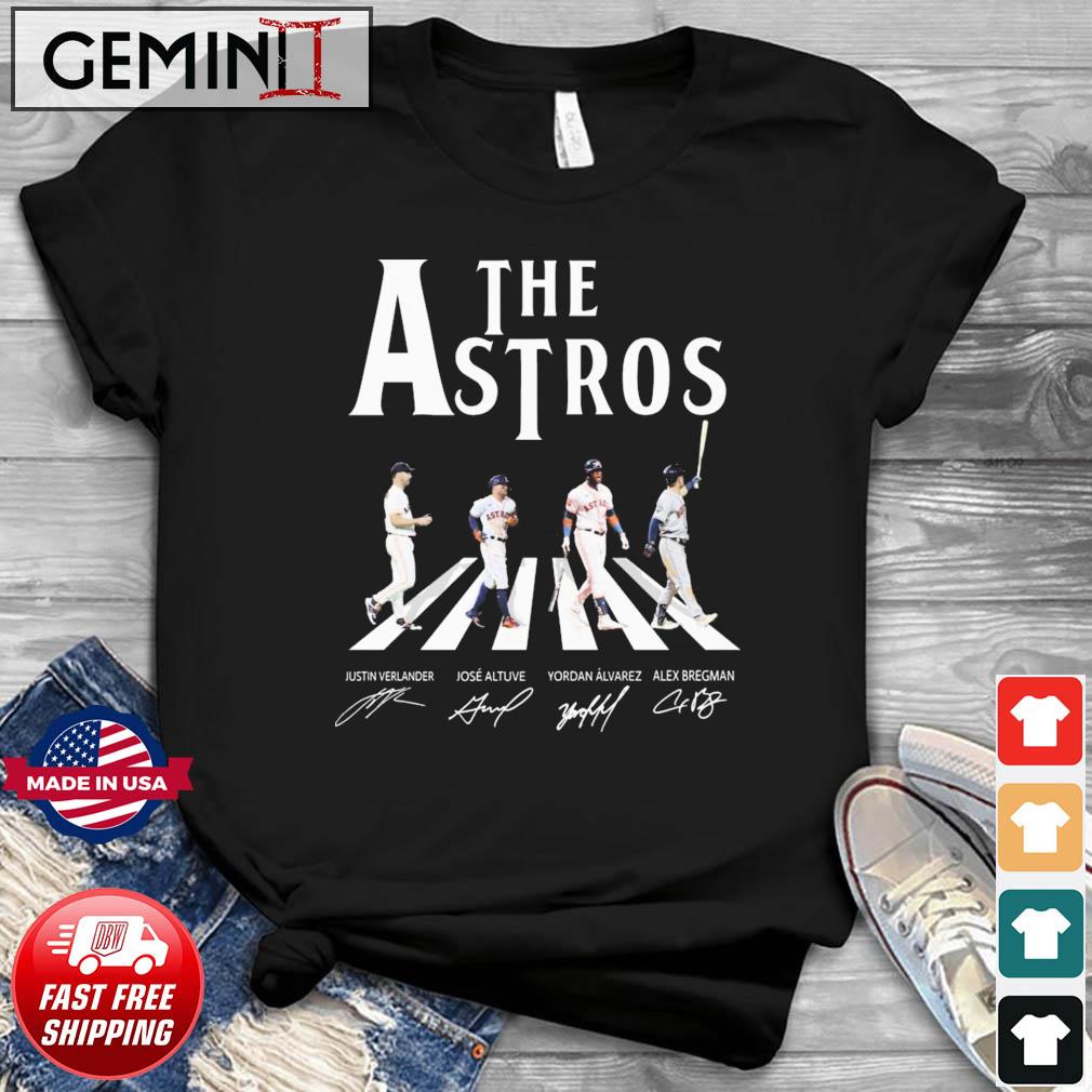 The Astros Justin Verlander Jose Altuve Jordan Alvarez And Alex Bregman Abbey Road Signatures Shirt