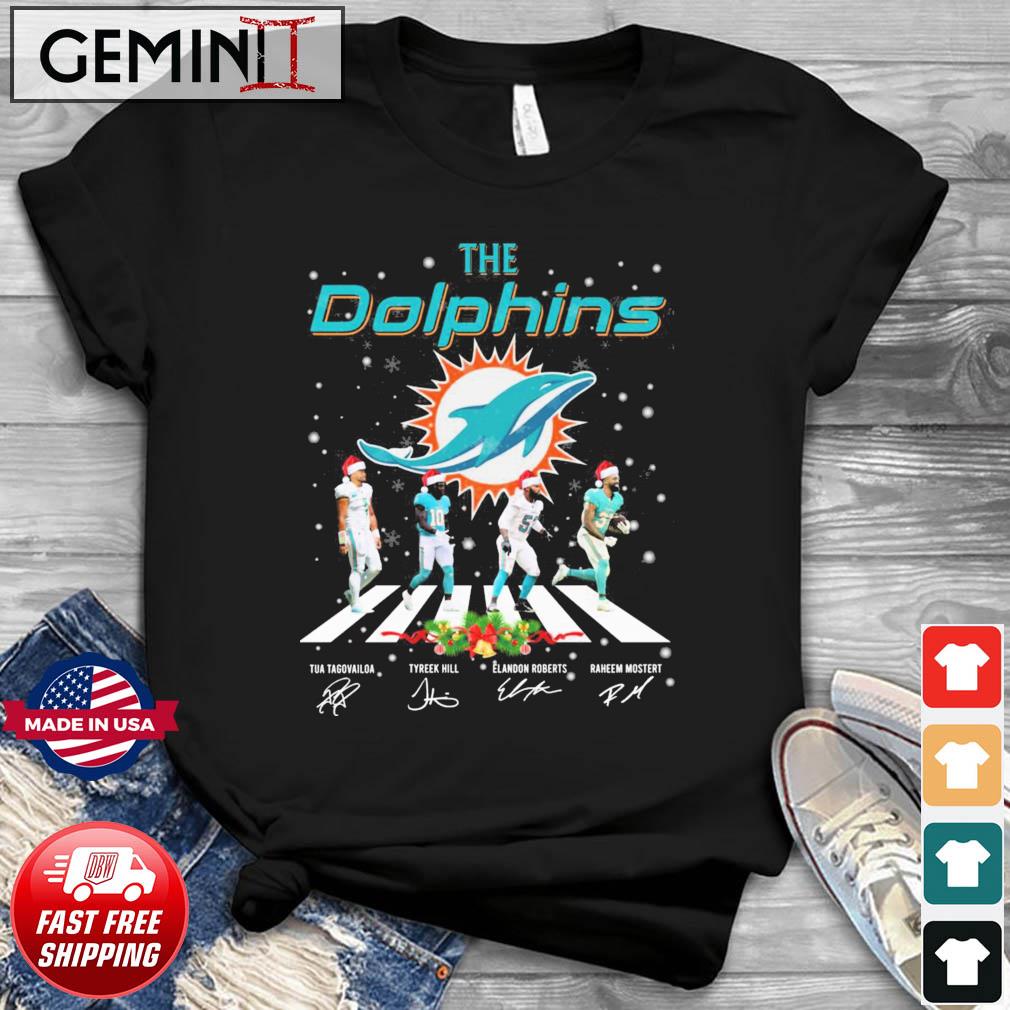 The Dolphins NFL Team 2022 Abbey Road Merry Christmas Signature Shirt