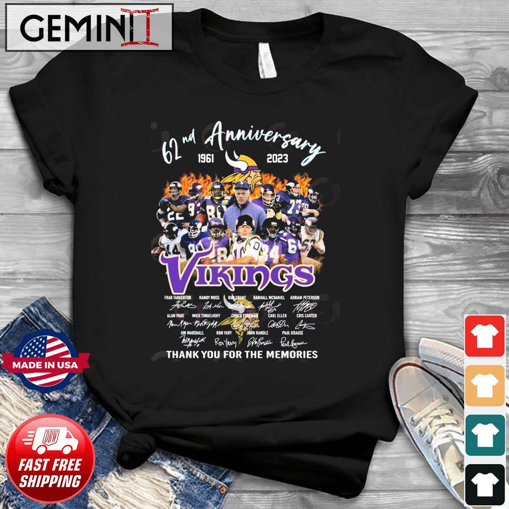 The Vikings 62nd Anniversary 1961 – 2023 Thank You For The Memories Signatures Shirt