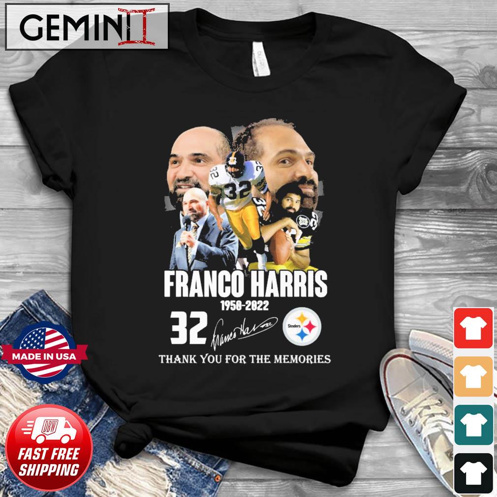 Franco Harris 1950 2022 Thank You For The Memories Signatures Shirt,  hoodie, sweater, long sleeve and tank top