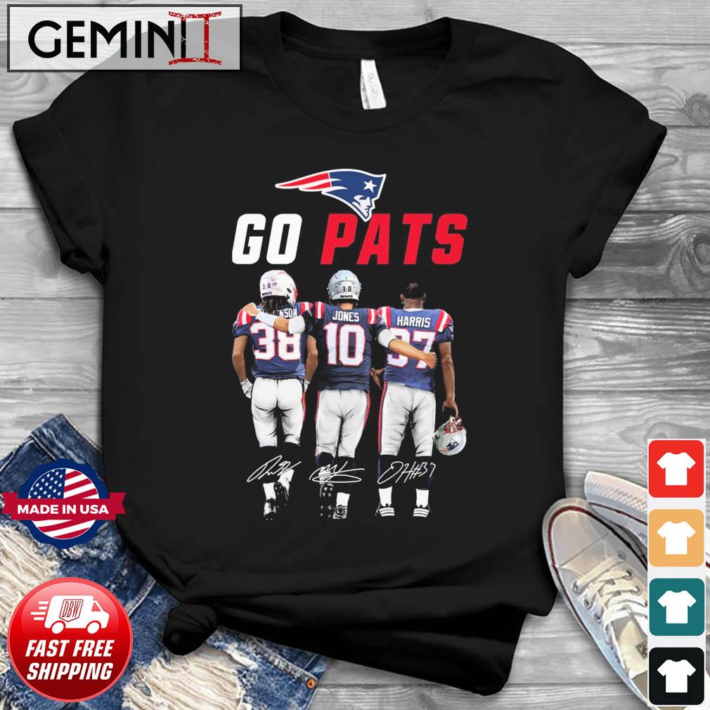 Go Pats Rhamondre Stevenson Mac Jones And Damien Harris Signatures Shirt