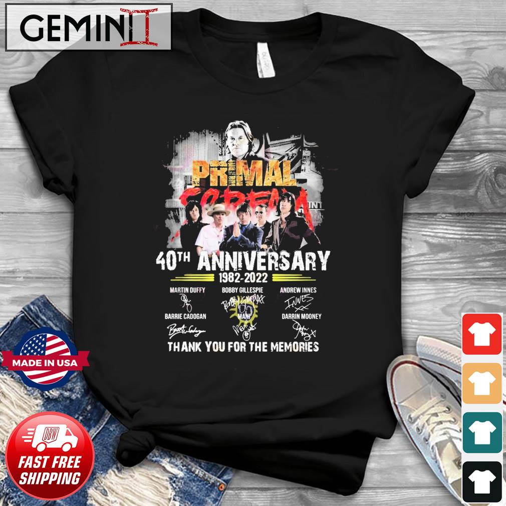 Primal Scream 40th Anniversary 1982 – 2022 Thank You For The Memories T-Shirt