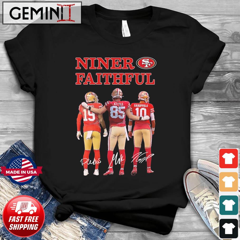 San Francisco 49ers Niner Faithful Deebo Samuel George Kittle And Garoppolo Signatures Shirt
