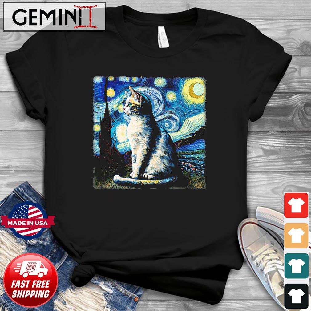 Starry Night Cat Van Gogh Cat T-Shirt