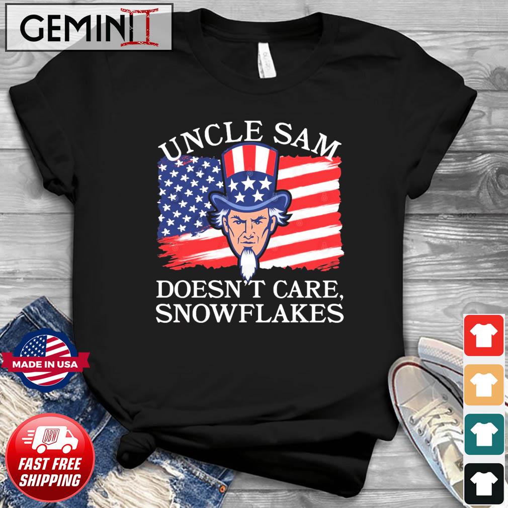 Uncle Sam Doesn't Care, Snowflakes American Flag Shirt