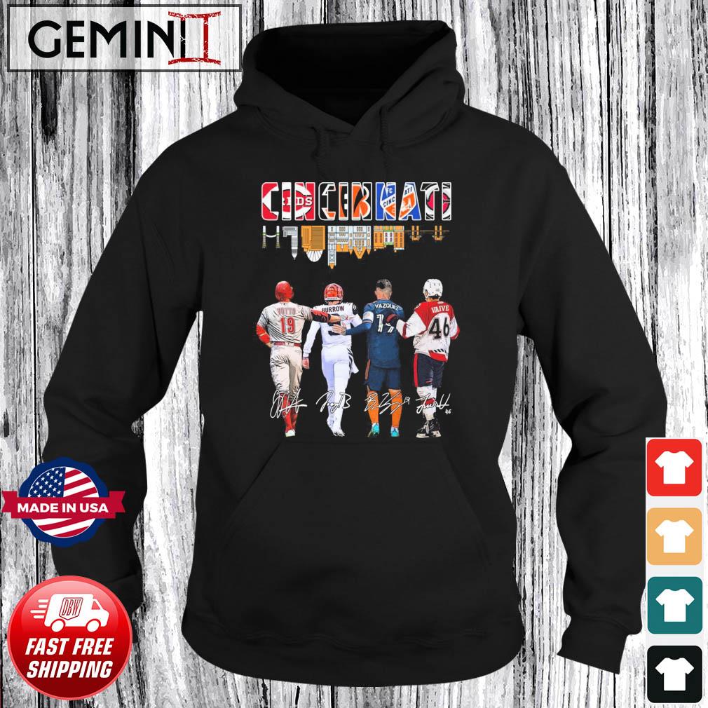 Cincinnati Joey Votto Joe Burrow Brandon Vazquez And Justin Vaive Signatures Shirt Hoodie