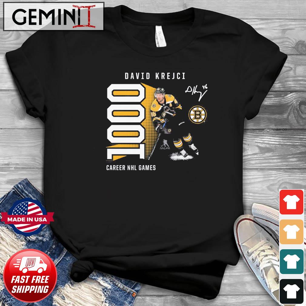 David Krejci Boston Bruins 1,000 Career Games Signatures Shirt
