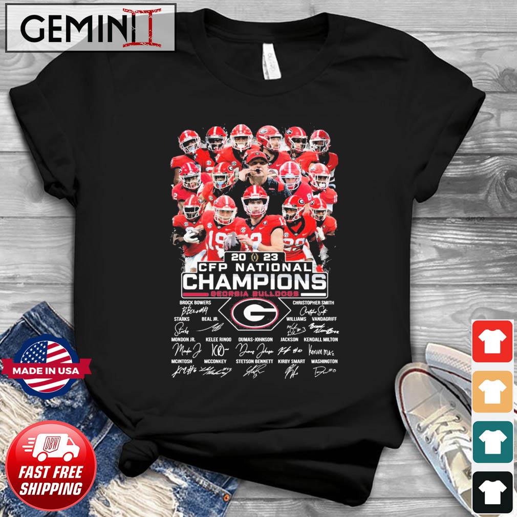 Georgia Bulldogs Football Team 2023 CFP National Champions Signatures Shirt