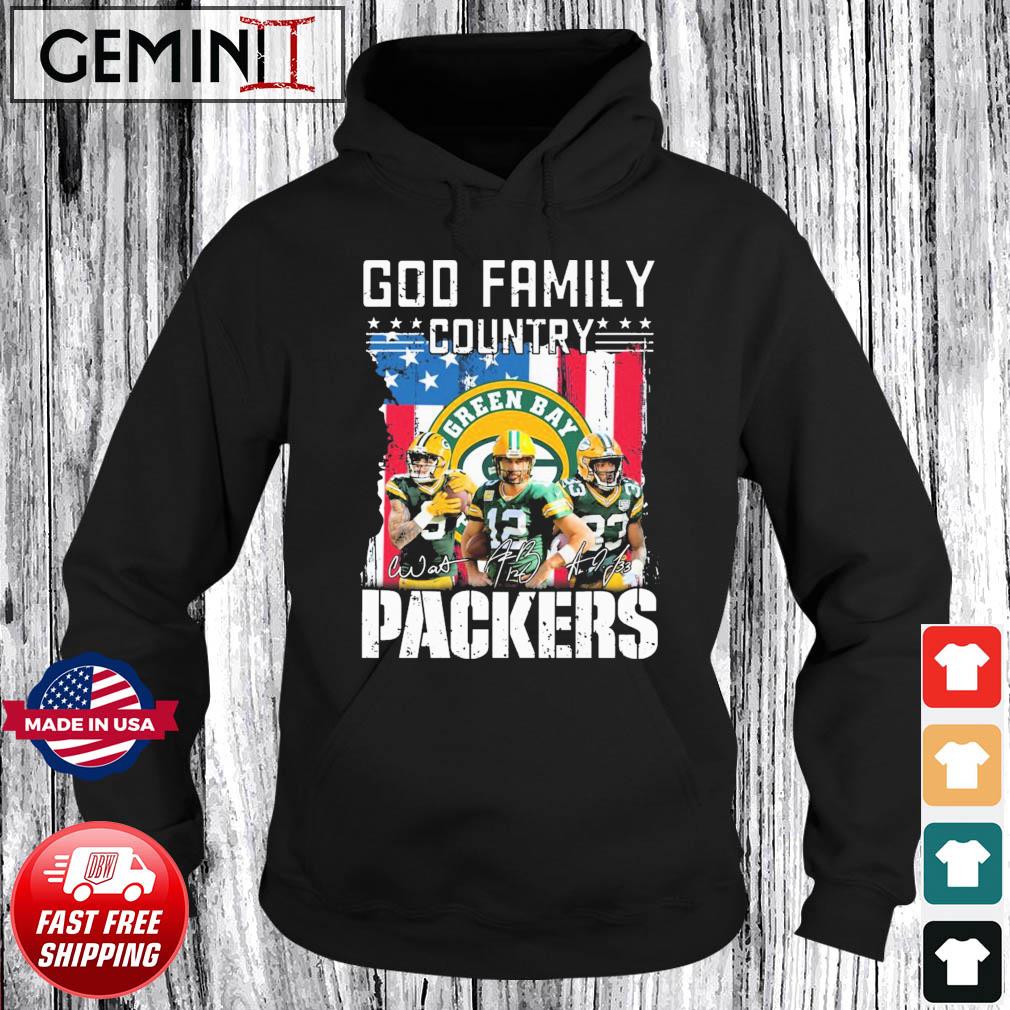 God Family Country Green Bay Packers American Flag Signatures Shirt Hoodie