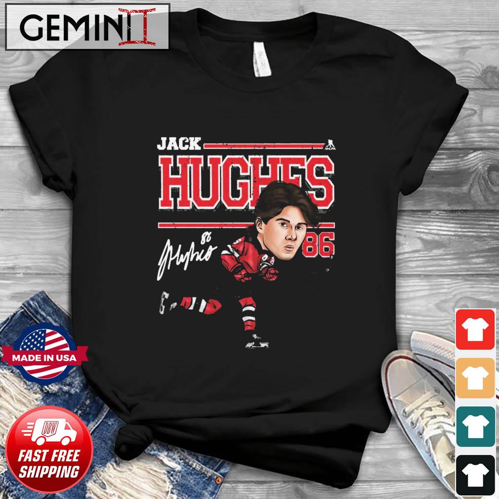 Jack Hughes New Jersey Cartoon Signature Shirt
