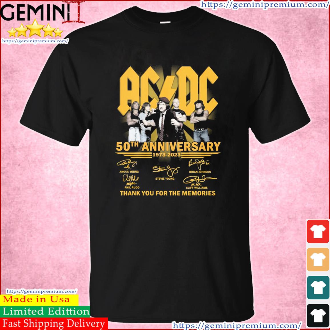 1973-2023 AC DC 50th Anniversary Thank You For The Memories Signatures Shirt