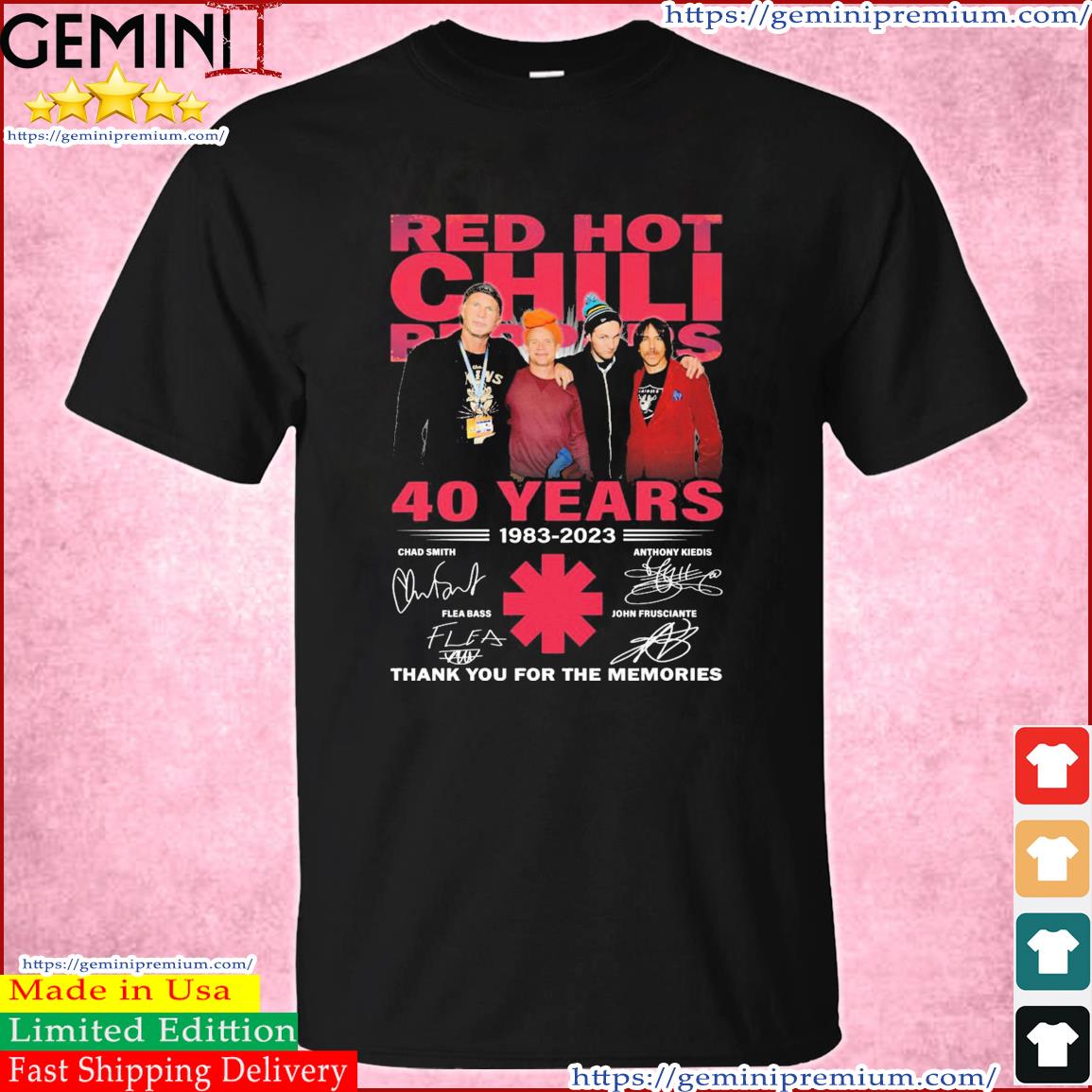1983-2023 Red Hot Chili Peppers 40 Years Thank You For The Memories Signatures Shirt