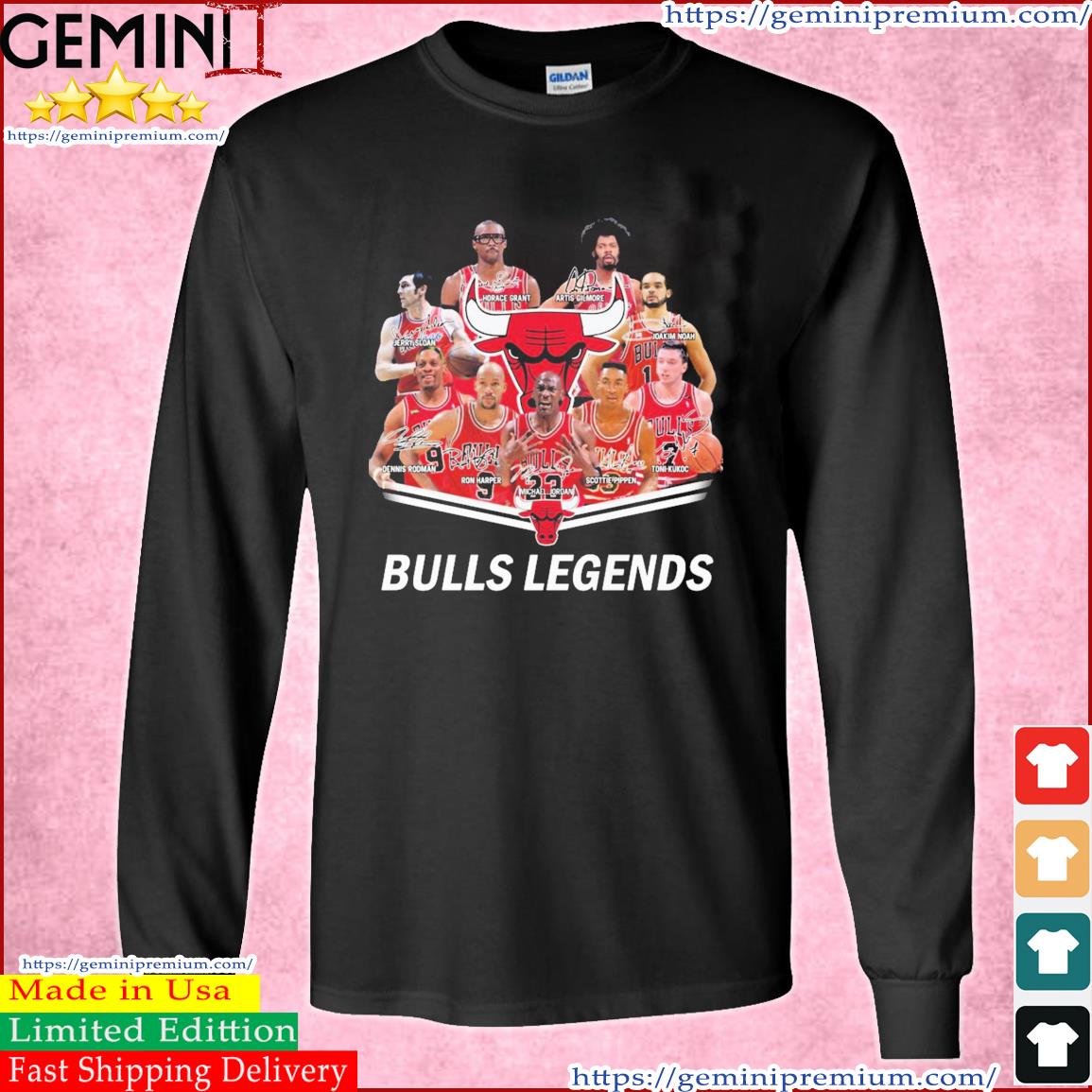 Chicago Bulls Legends Basketball Team Signature Shirt Long Sleeve Tee