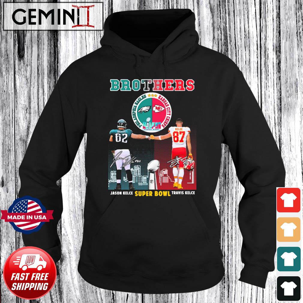 Jason Kelce And Travis Kelce Brothers Super Bowl LVII Skyline Signatures Shirt Hoodie