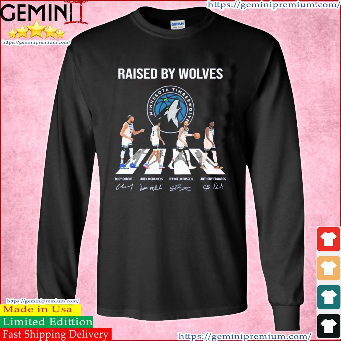 Minnesota Timberwolves Raised By Wolves Abbey Road Signatures Shirt Long Sleeve Tee