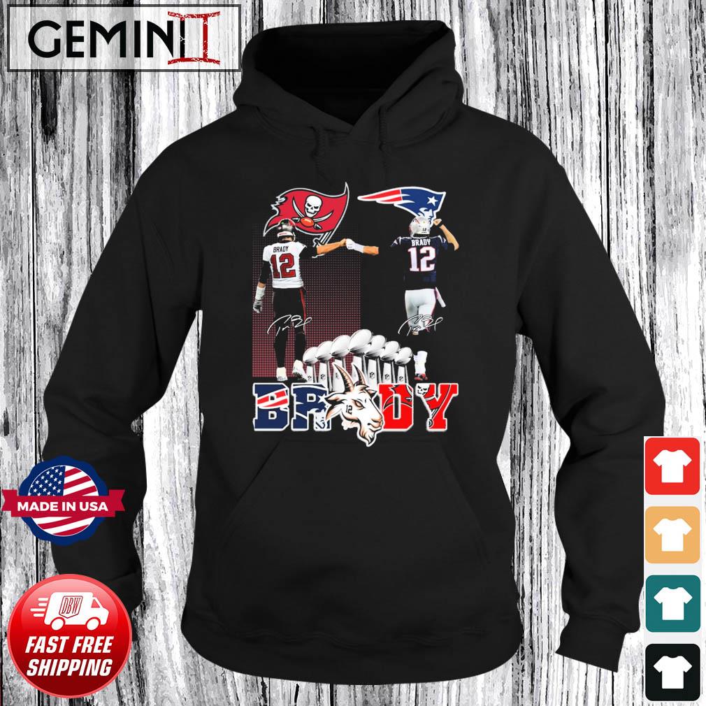 Tom Brady Goat Tampa Bay Buccaneers And New England Patriots Signature Shirt Hoodie
