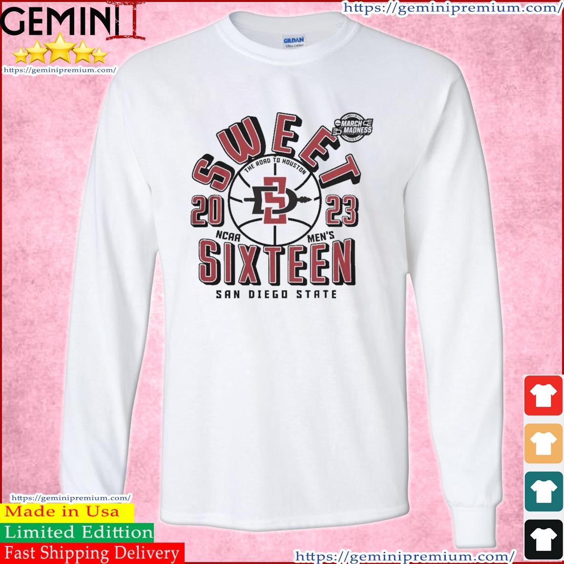 2023 Sweet 16 San Diego State Men''s Basketball The Road To Houston Shirt Long Sleeve Tee