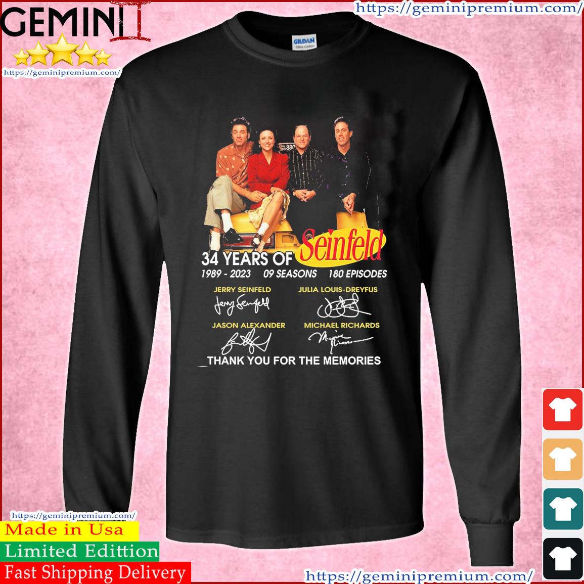 34 Years Of Seinfeld 1989-2023 Thank You For The Memories Signatures Shirt Long Sleeve Tee