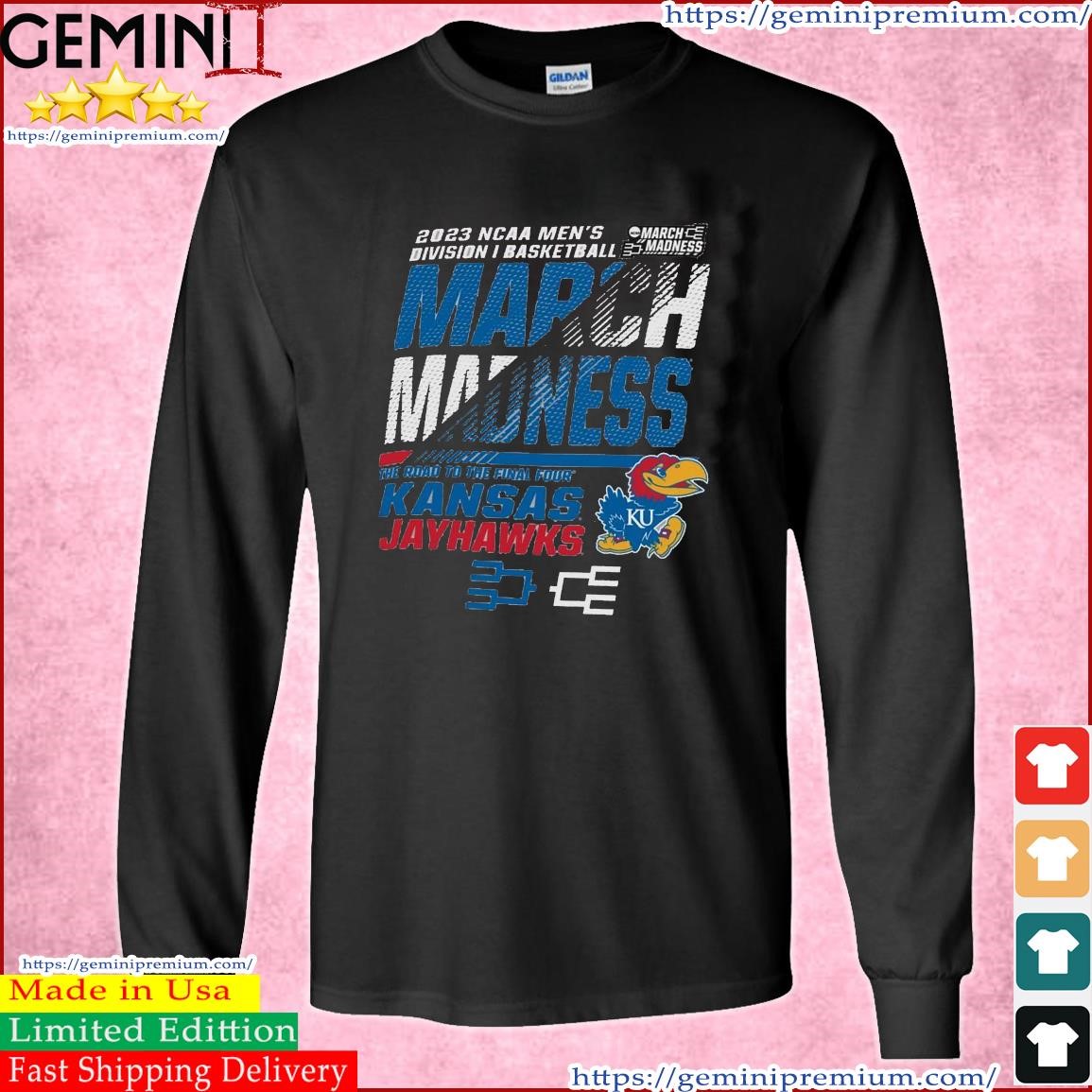 Kansas Jayhawks Men's Basketball 2023 NCAA March Madness The Road To Final Four Shirt Long Sleeve Tee.jpg