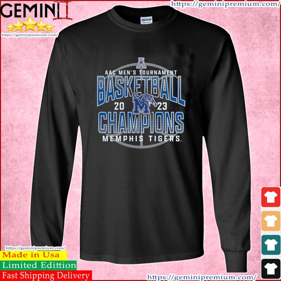AAC Men's Tournament Basketball 2023 Memphis Tigers Champions Shirt Long Sleeve Tee