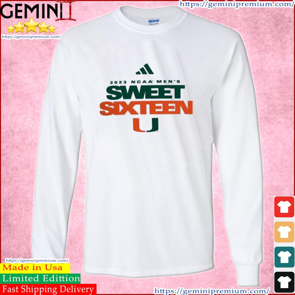 Adidas University Of Miami Sweet Sixteen 2023 NCAA Men's Basketball Shirt Long Sleeve Tee